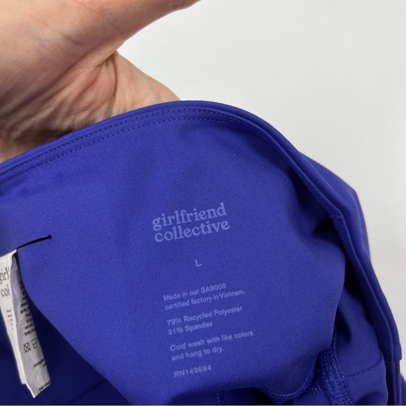 Girlfriend Collective Blue Compressive High Waisted 7/8 Leggings - Picture 3 of 5